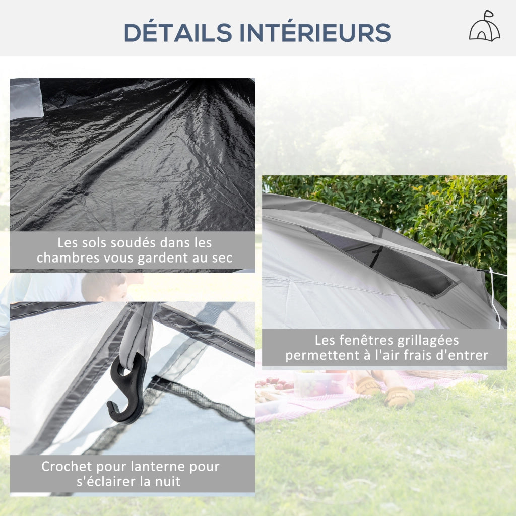 Tenda da campeggio familiare 4-6 persone ¨C Xylo ¨C con 2 camere 1 soggiorno veranda anti-UV impermeabile