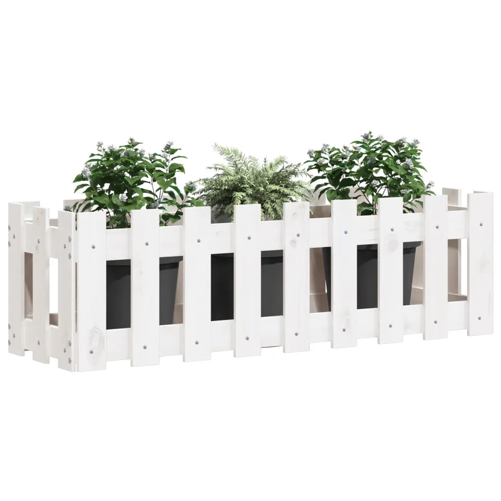 Fioriera Giardino a Recinzione Bianca 100x30x30cm Massello Pinocod mxl 131599