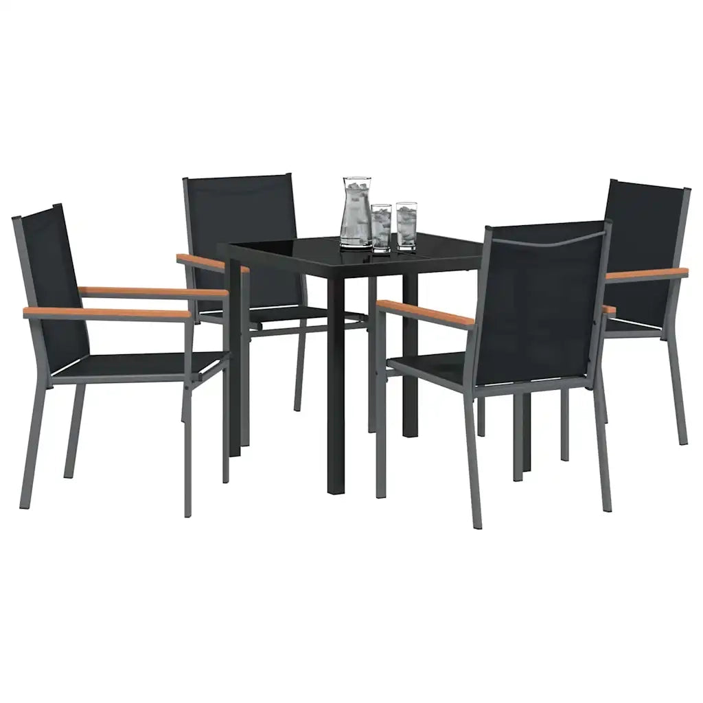 Set da Pranzo per Giardino 5 pcs Nero