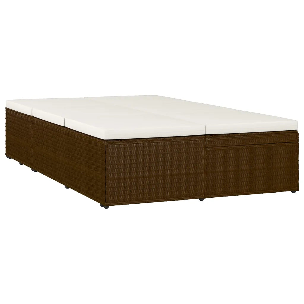 Lettino Prendisole Trasformabile con Cuscino Polyrattan Marrone 46243