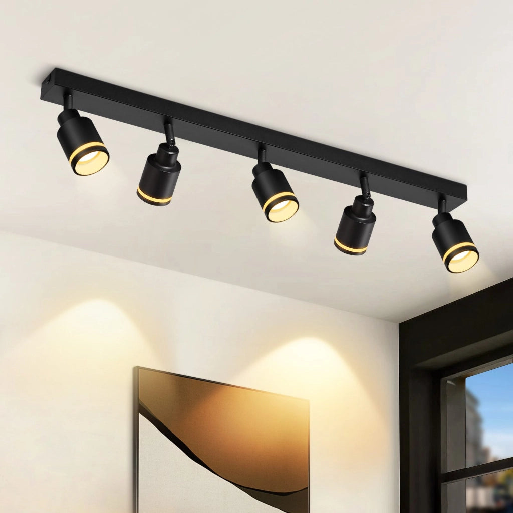 ZMH Faretto da soffitto neri 5 luci GU10 metallo orientabili moderni per camera letto sala pranzo senza lampadina