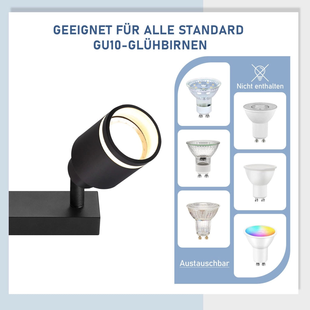 ZMH Faretto da soffitto neri 6 luci GU10 metallo orientabili moderni per camera letto sala pranzo senza lampadina