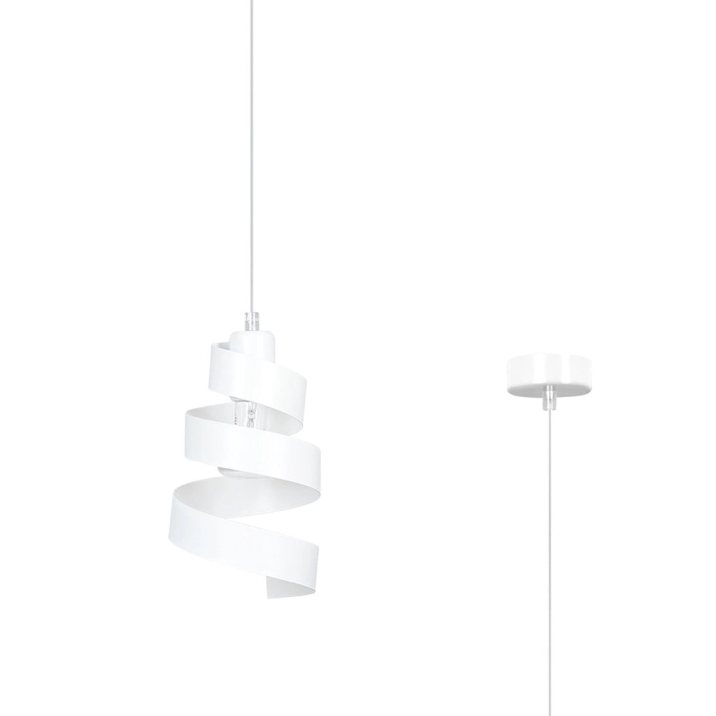 Sospensione Moderna 1 Luce Tristano In Acciaio Bianco Con Fasce A Spirale