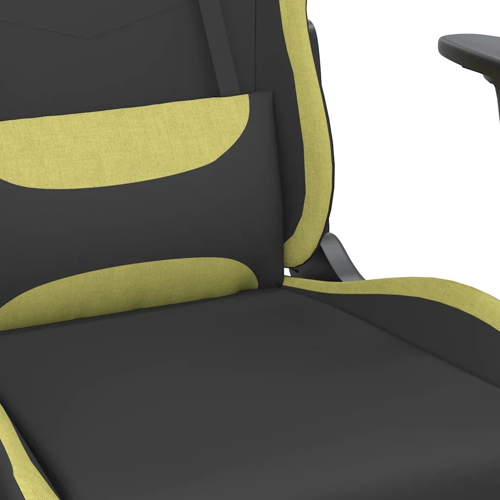 Sedia da Gaming | Sedia da e-sports Massaggio e Poggiapiedi Nero e Verde Chiaro