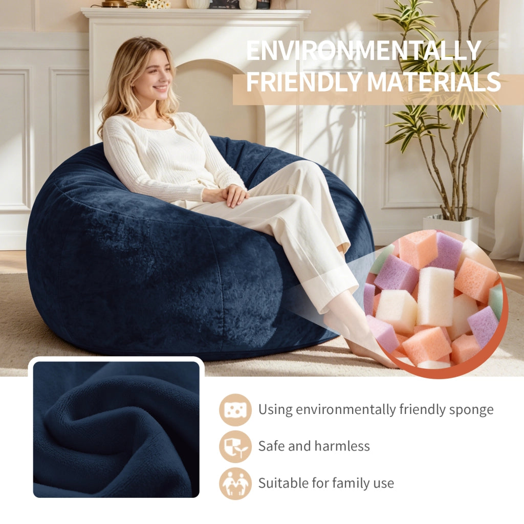 Pouf 4FT con supporto allevia pressione e forma personalizzabile come poltrona relax e letto ospiti in spugna blu