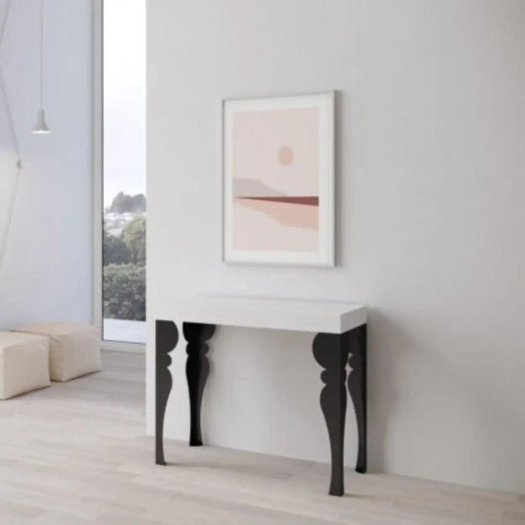 Consolle allungabile 90x40/300 cm Paxon bianco frassino gambe antracite