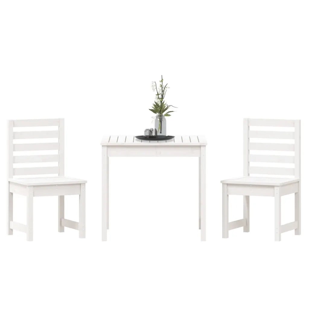 Set da Bistrot da Giardino 3pz Bianco in Legno Massello di Pino