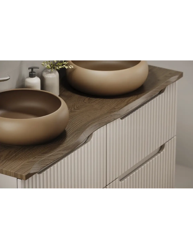 Piano per lavabo NATOURA 120,8 cm in MDF effetto rovere scuro con bordo naturale