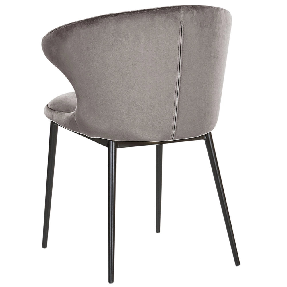 Set di 2 sedie da pranzo con rivestimento in velluto grigio e gambe nere retrò industriale
