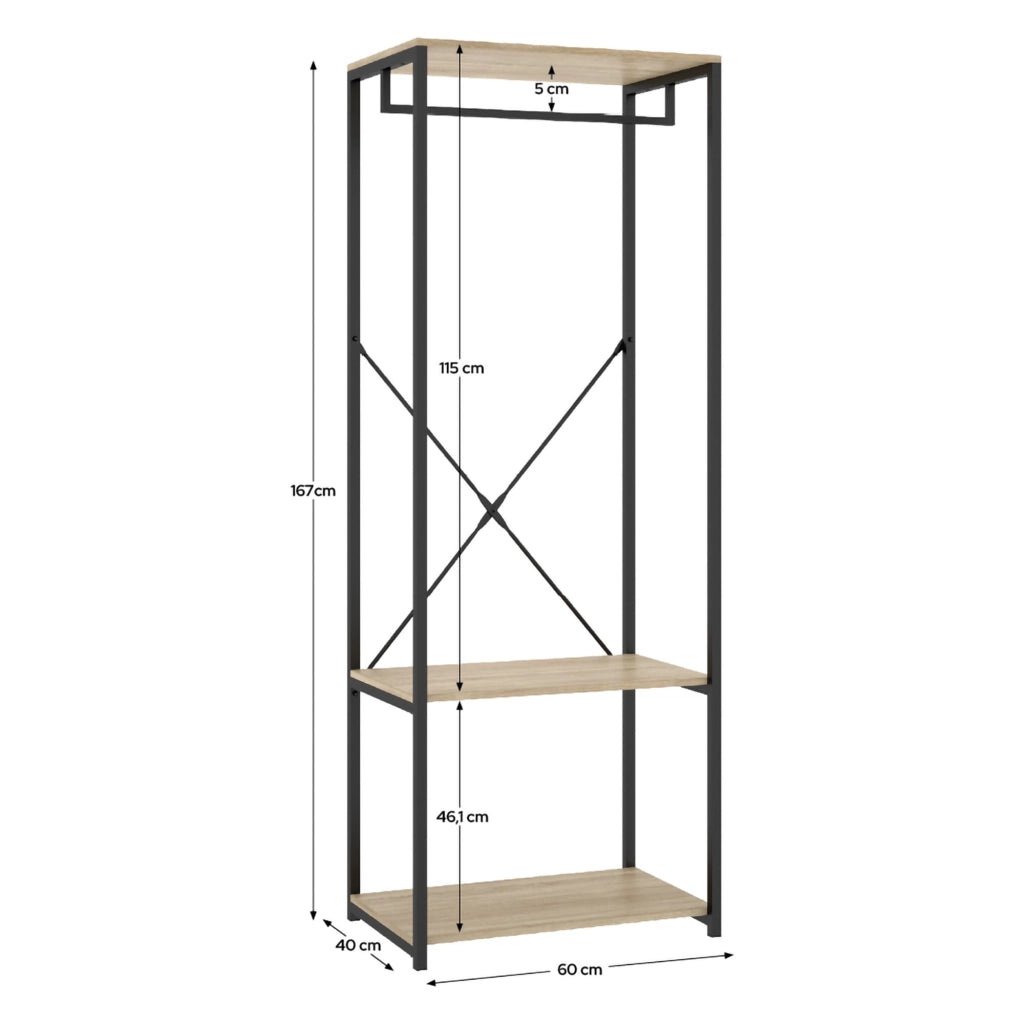 Armadio Camera da Letto Cedar, Guardaroba Grande 2 Ripiani, 40x167h cm Marrone Rovere