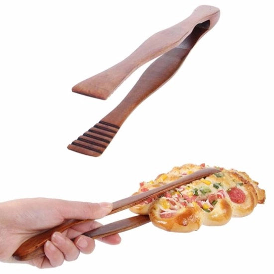 Tang per Cucina in Legno - Clip per Cibi - Spiedo per Pane - Manico Ergonomico - 26,5 cm - Materiale Resistente