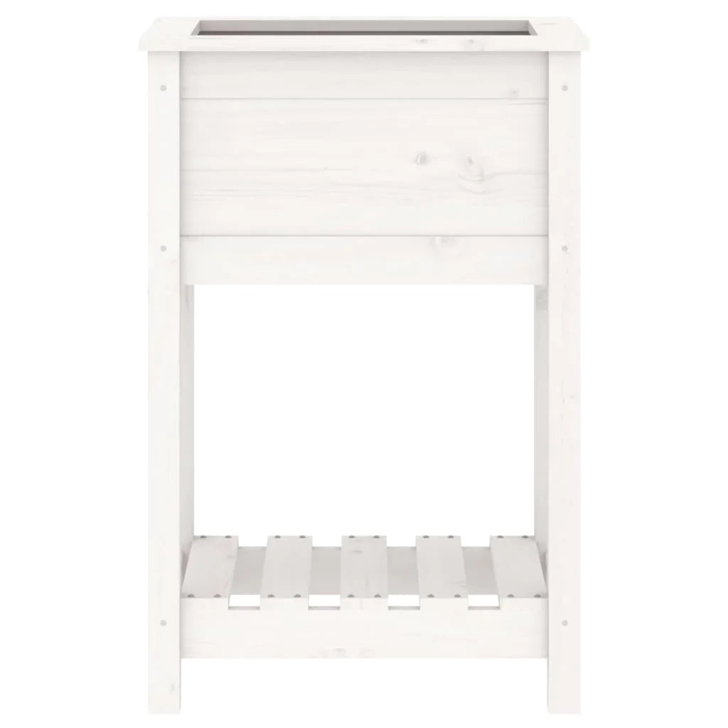 Fioriera rialzata per piante fiori patio giardino con ripiano 54 x 34,5 x 81 cm legno massello di pino bianco 02_0038391