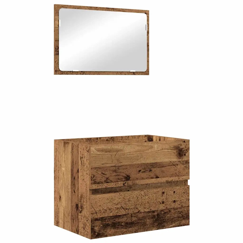 Set di mobili per il bagno con cassetto 3 pcs Legno vecchio 3393501