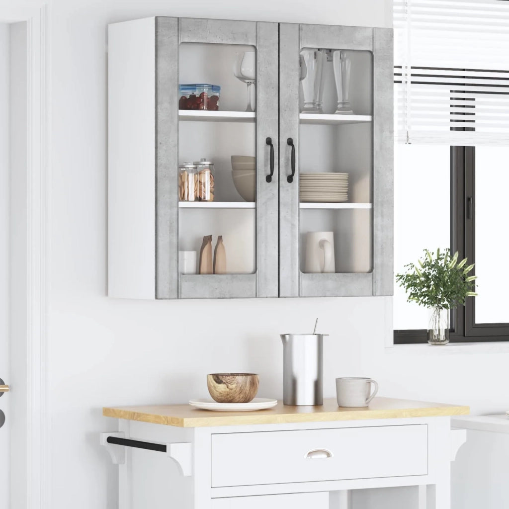Pensile da cucina | Mobile in vetro da parete LUCCA Grigio Cemento 80 x 31 x 80 cm