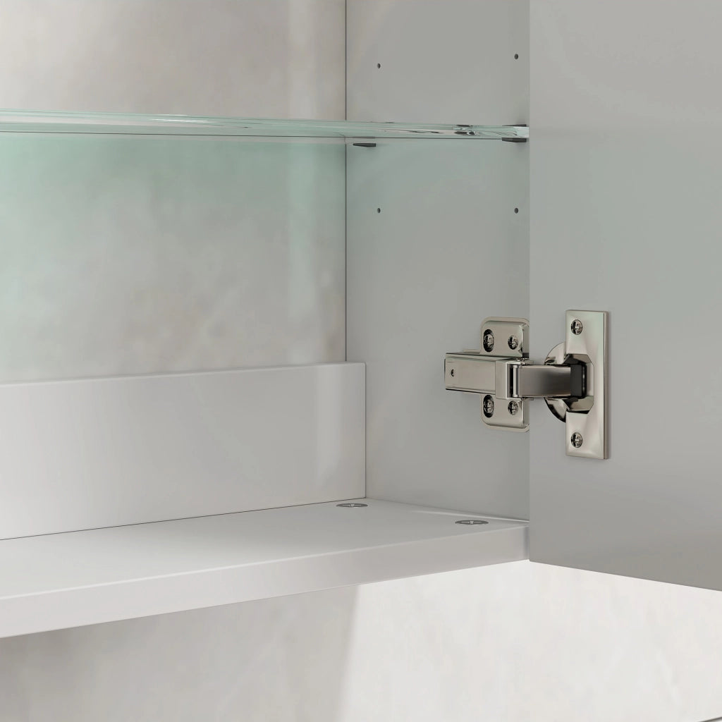 Armadietto Bagno Sospeso in Legno con Ripiani in Vetro ¨C Minimal ¨C Bianco 40x15x55 cm