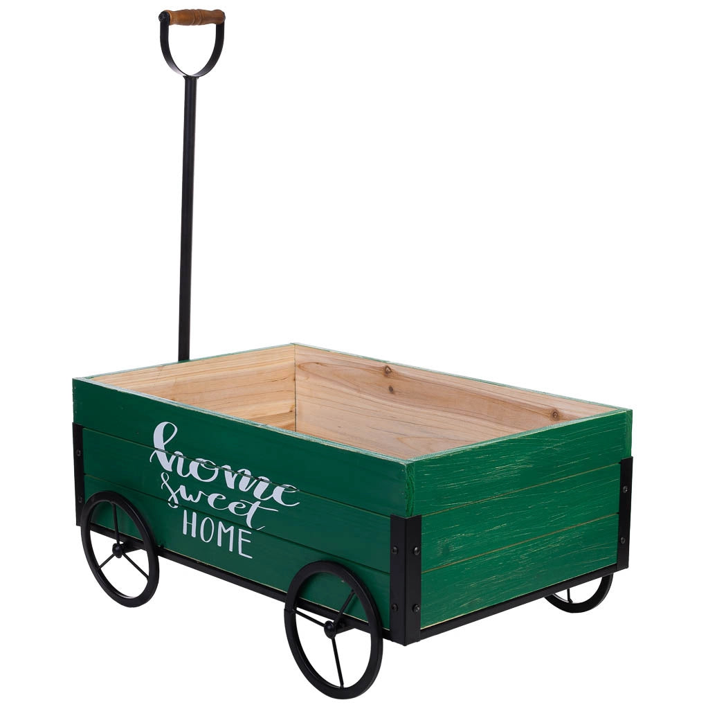 Carriola in legno e metallo con maniglia di traino 63x39,5x72h cm