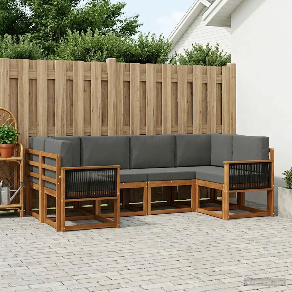 Set di divani da esterno con cuscino 6 pcs Naturale e Antracite 3385493
