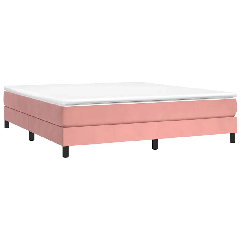 Giroletto a Molle con Materasso Rosa 160x200 cm in Velluto 3144344