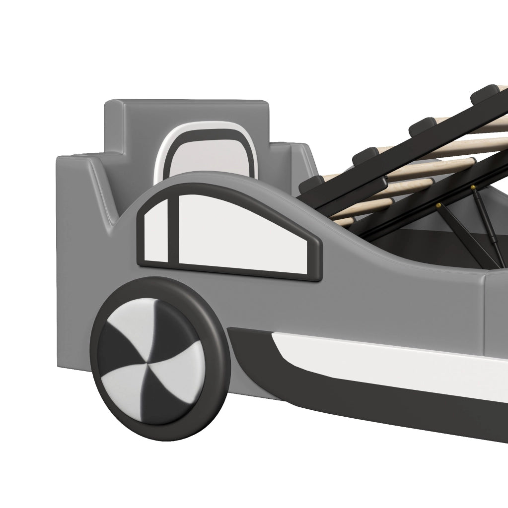 Letto per bambini a forma di auto 90x200 cm grigio
