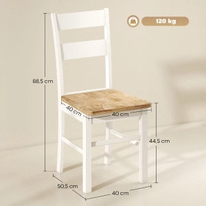 Set di sedie da cucina in legno di caucciù, rovere e bianco