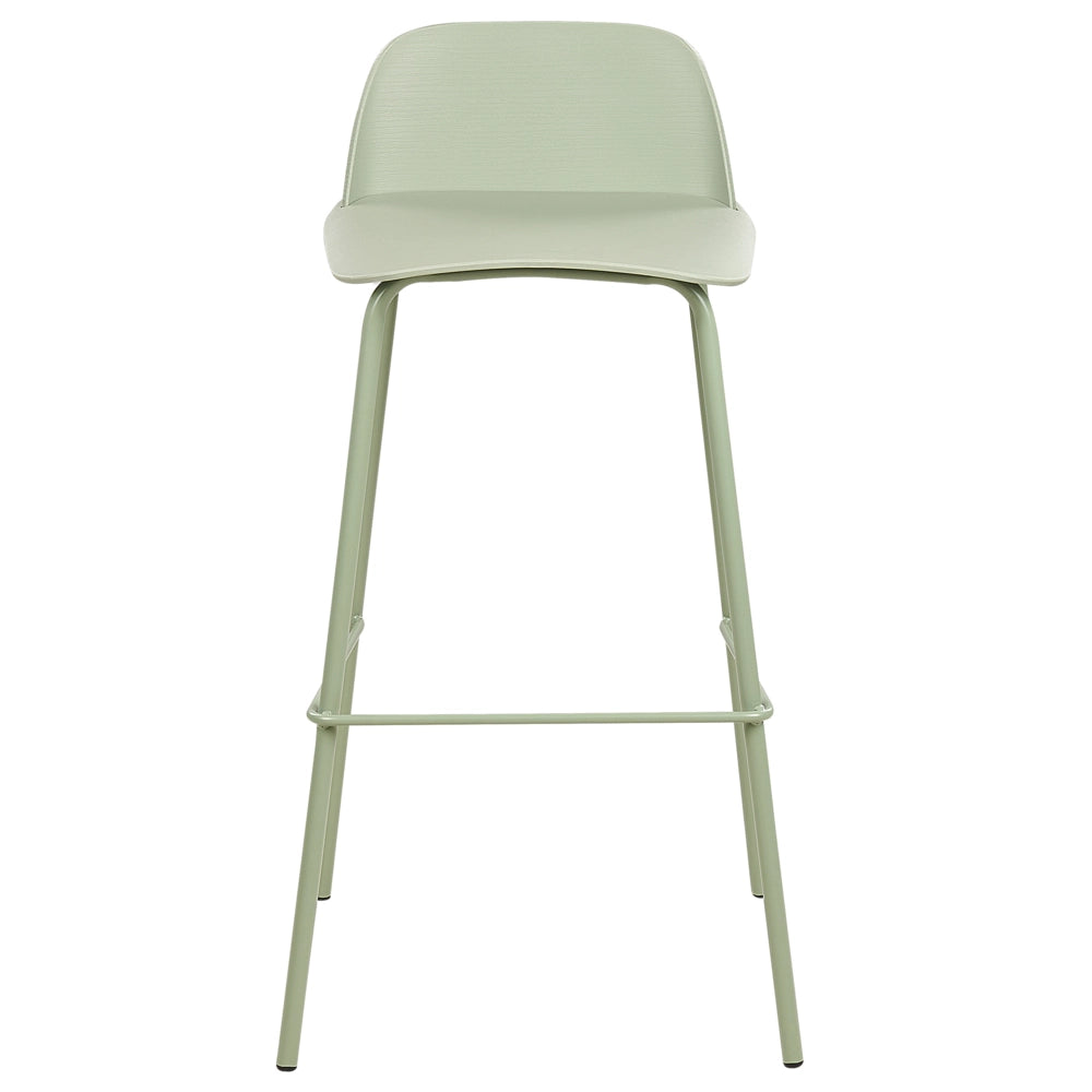 Set di 4 sgabelli da bar moderni in plastica verde sintetica e gambe in metallo stile moderno contemporaneo