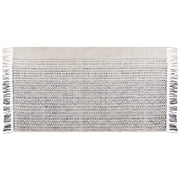 Tappeto Bianco e Grigio Lana Cotone 80 x 150 cm Tessuto a mano a trama piatta con nappe