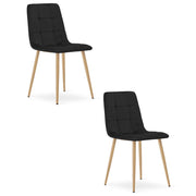 Set di 2 sedie Kara in velluto nero e gambe effetto legno