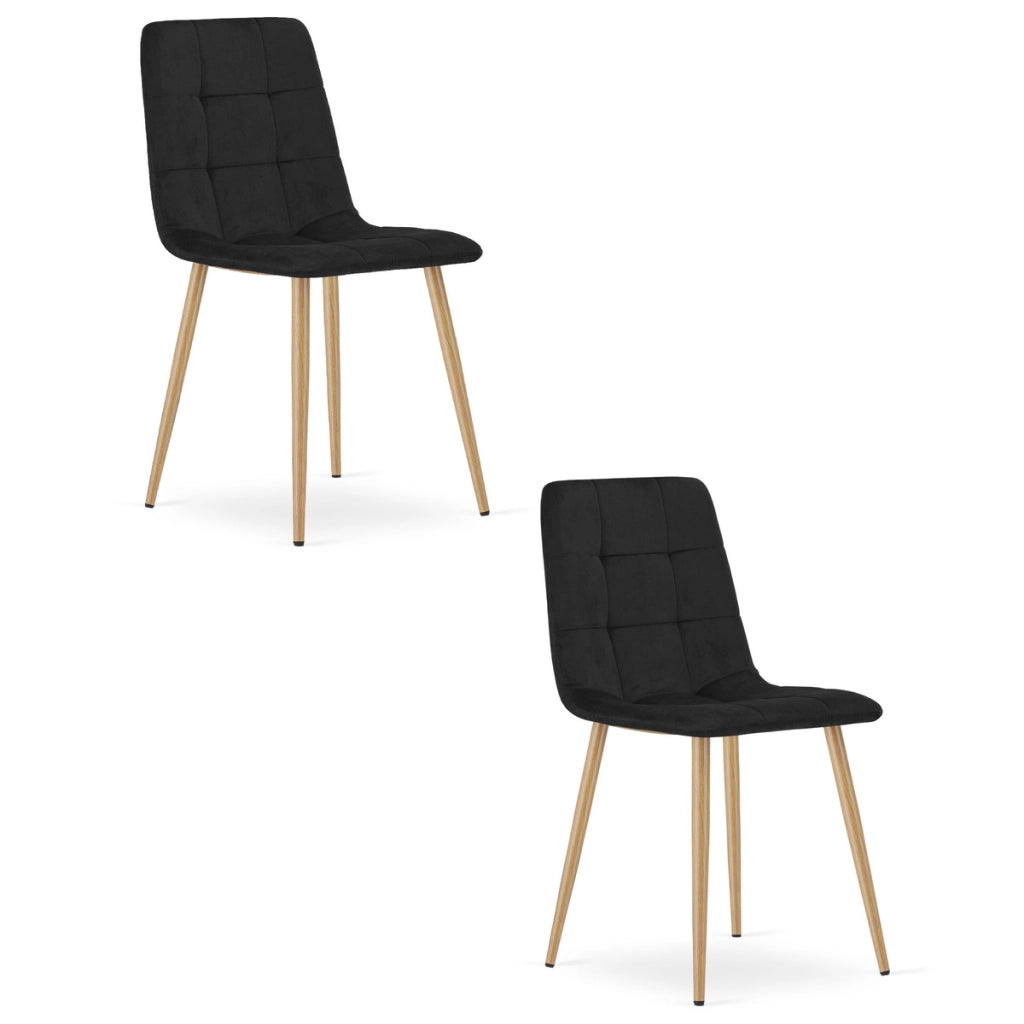Set di 2 sedie Kara in velluto nero e gambe effetto legno