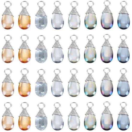 48 pezzi di gocce di vetro per decorare in 8 colori