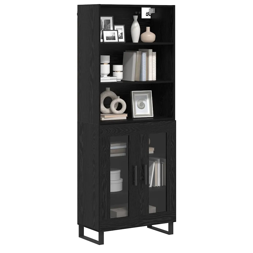 Credenza 2 pz | Madia | Buffet da pranzo | Armadio da pranzo Rovere Nero Legno multistrato