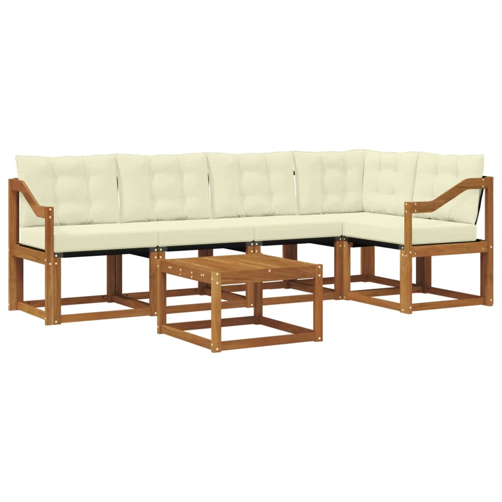 Set di divani da esterno con cuscino 6 pcs Naturale e Crema