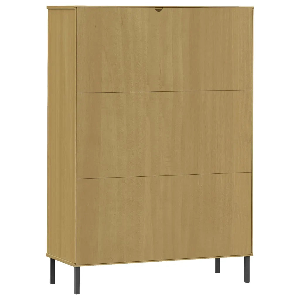 Libreria con Gambe-Scaffale per Libri-Mobile di Stoccaggio Metallo Marrone 90x35x128,5 cm Massello OSLO