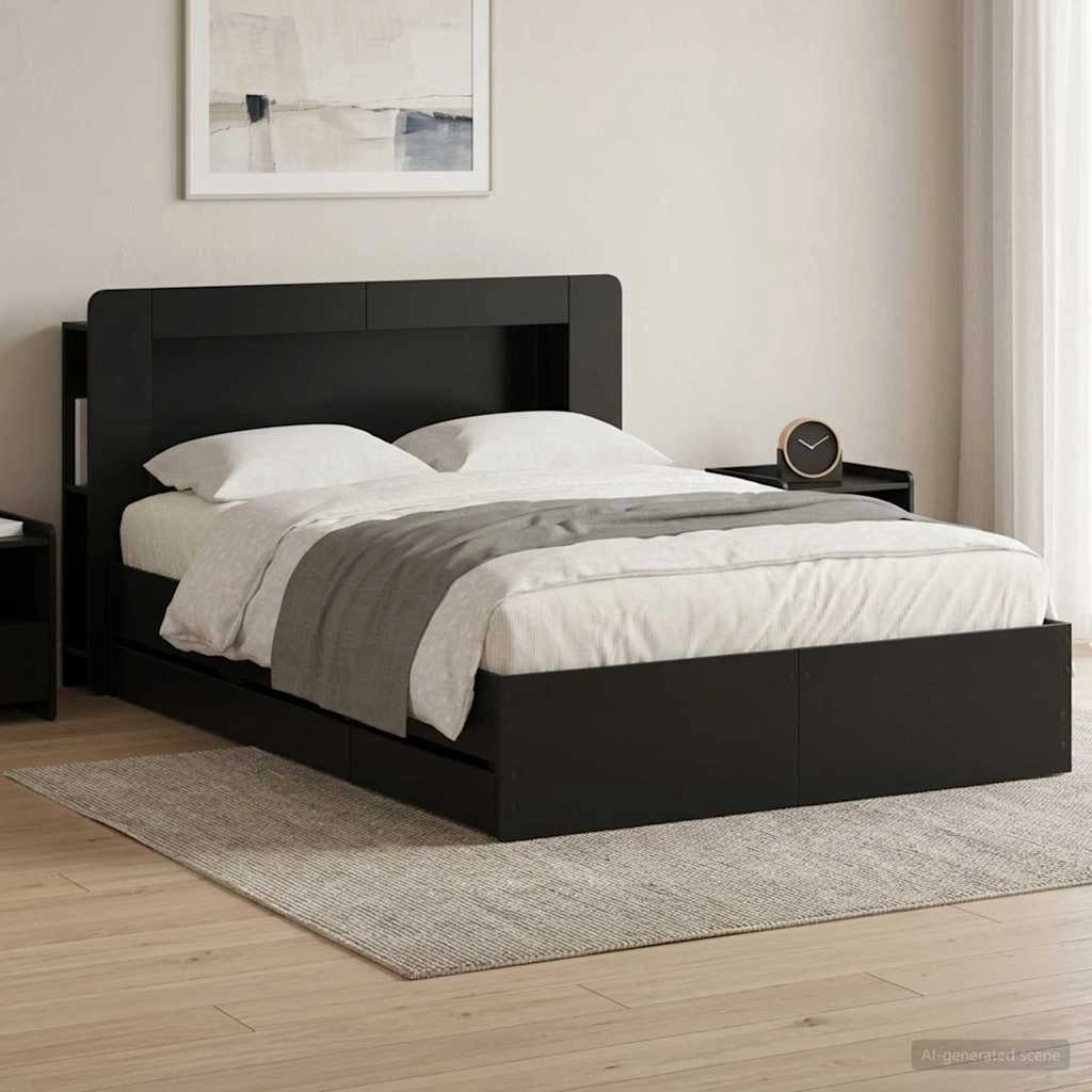 Struttura del letto con stoccaggio e testata Nero 150 x 200 cm 3434052