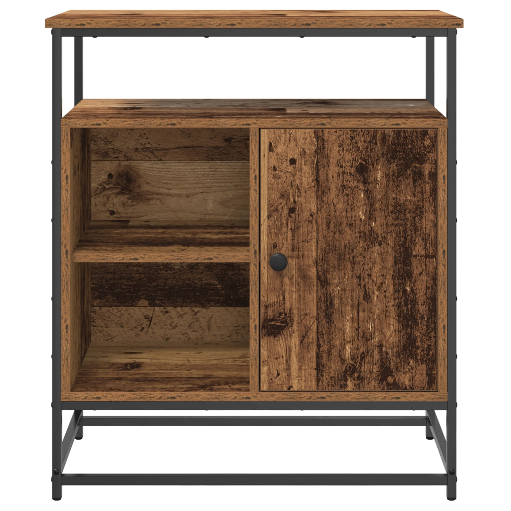 Credenza In Legno Invecchiato 69x35x80 cm Legno Ingegnerizzato e Acciaio
