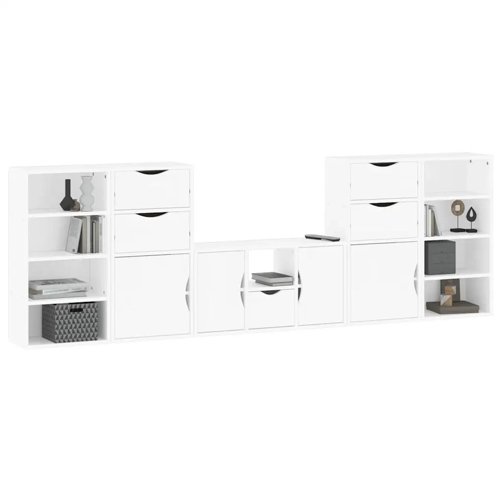 Mobile TV 5 pz con Contenitore ODDA Bianco in Legno di Pino 3365377