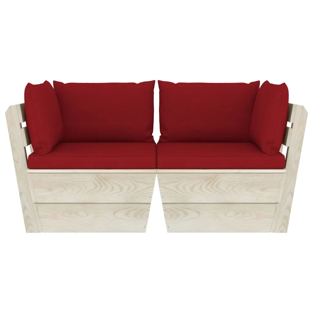 Divano da Giardino a 2 Posti su Pallet con Cuscini Legno Abete cod mxl 52162
