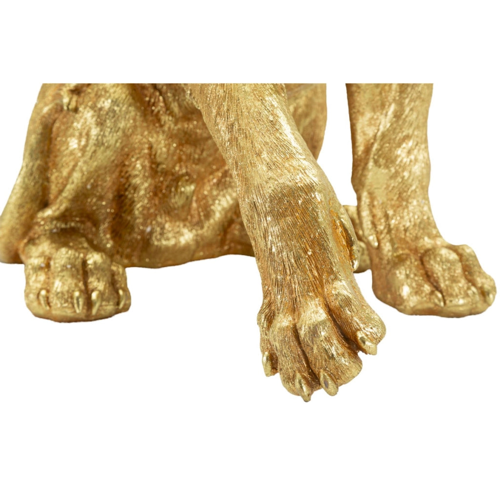 Scultura Leone 2, Oro, Poliresina, 45x29x55 cm