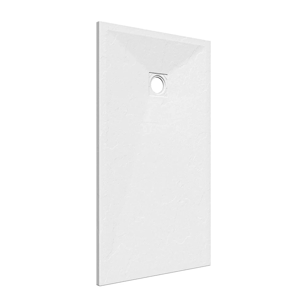 Piatto doccia rettangolare 80x100 cm in marmoresina bianco effetto pietra h3 cm | Milos