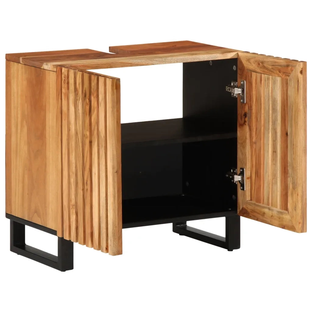 Mobile Lavabo da Bagno-Armadietto da bagno 62x34x58cm in Legno Massello di Acacia 171771