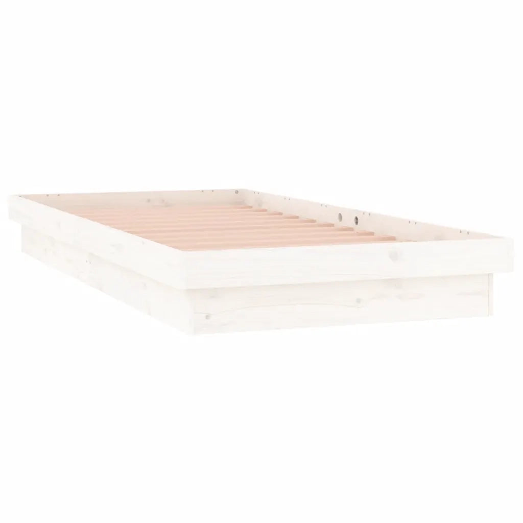 Giroletto con LED-Struttura Letto Bianco 90x190 cm Single in Legno Massello 282512