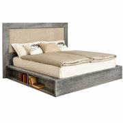 Letto cortina matrimoniale in legno di abete grigio con vani laterali - Mobili 2G