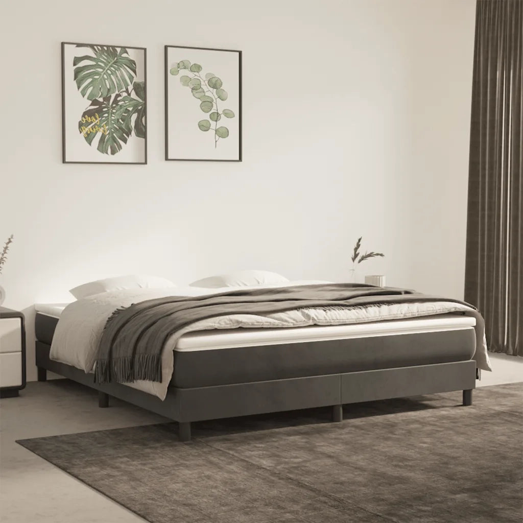 Materasso a Molle-Materasso per letto Grigio Scuro 160x220x20 cm in Velluto