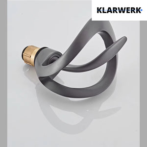 NAVIS | Rubinetto a cascata di design per bagno grigio titanio |Elegante rubinetto in acciaio inossidabile premium per lavelli|Miscelatore  2 attacchi