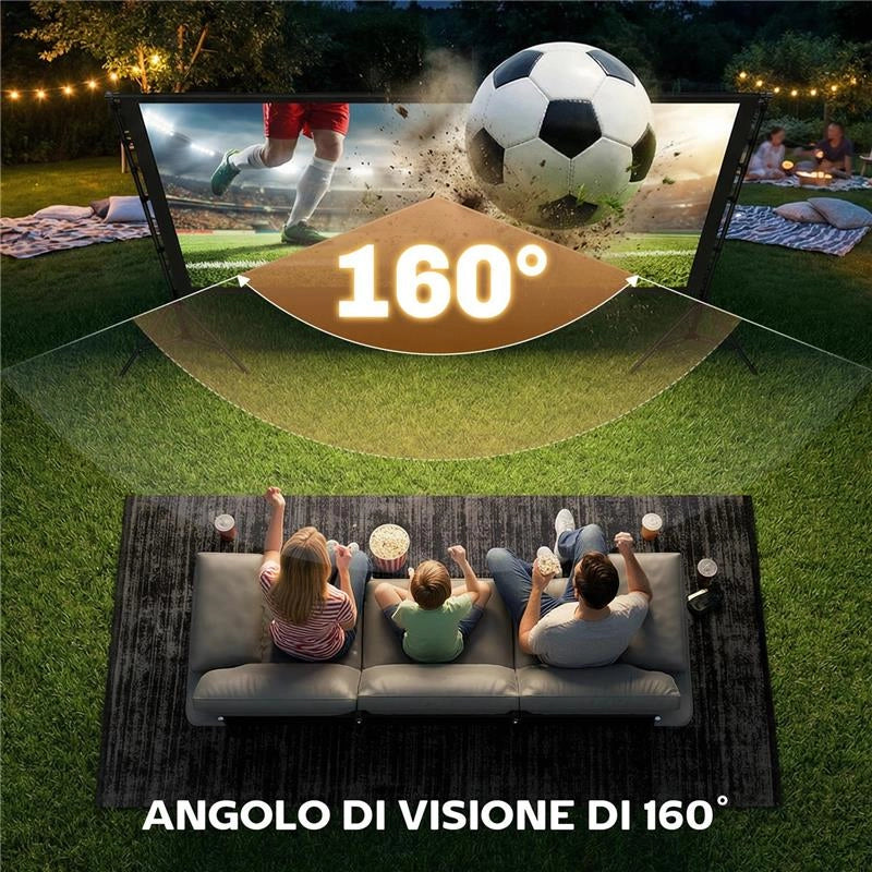TELO PER PROIETTORE 100" 16:9 HD 4K/8K, ANGOLO DI VISIONE 160¦, DOPPIA FACCIATA E TREPPIEDI PIEGHEVOLI, BIANCO