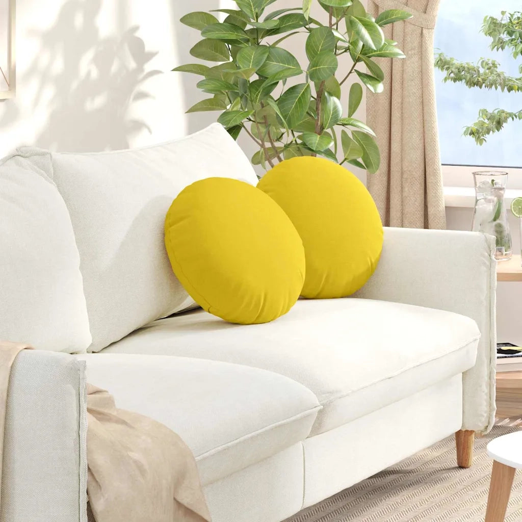 Cuscini per Seduta 2 pcs Giallo Chiaro Ø40 x 13 cm Tessuto