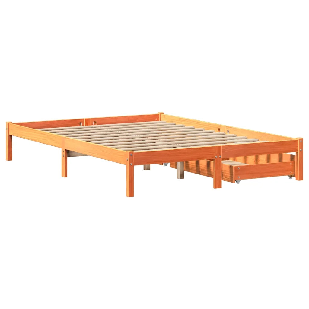 Letto senza Materasso-Struttura Letto Marrone Cera 135x190 cm in Legno di Pino 929158