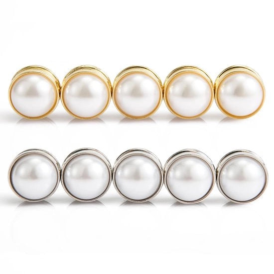 Pine per Hijab Magnetici - Perle Doppie - Pesanti per Velatura - 10 Pezzi - Oro/Argento - 1,6 cm di Diametro - Pesanti per Velatura