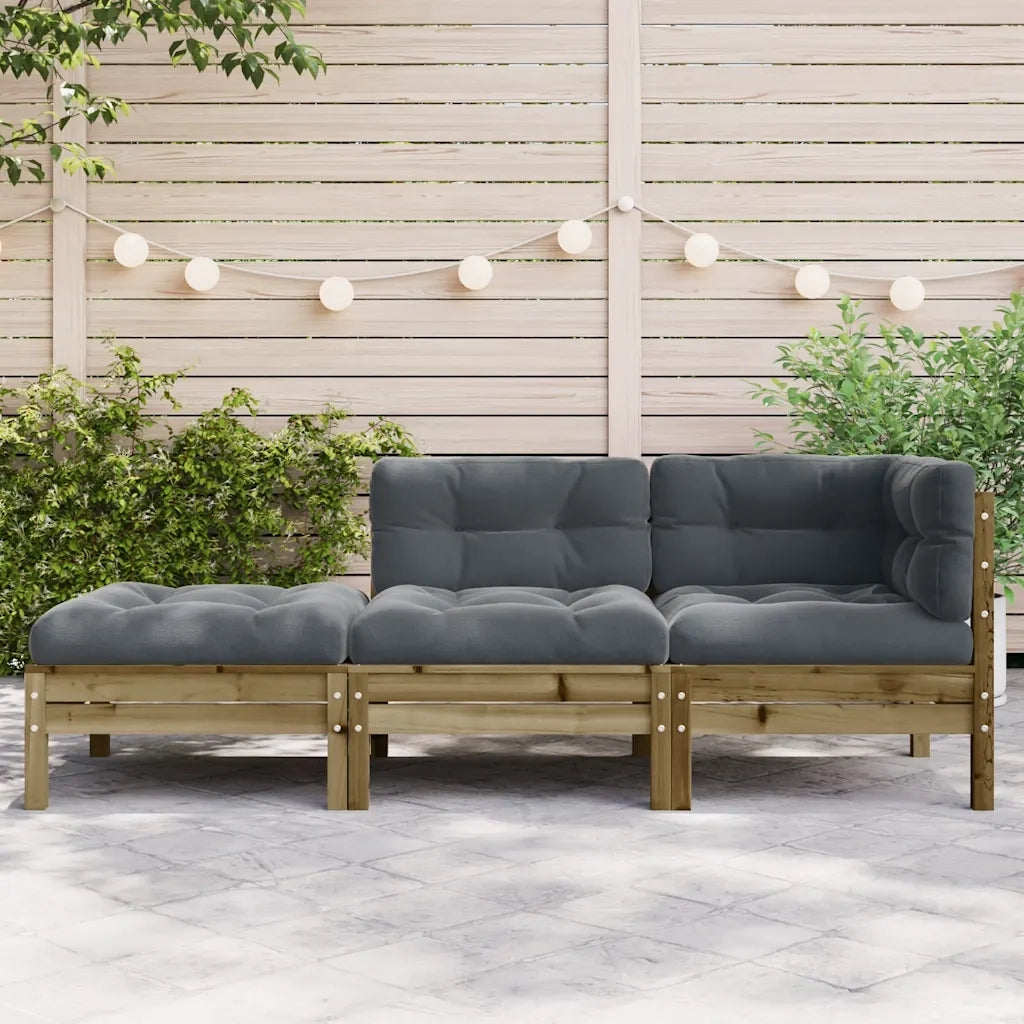 Divano da Giardino con Cuscini e Poggiapiedi 3 Posti-Sofa da giardino