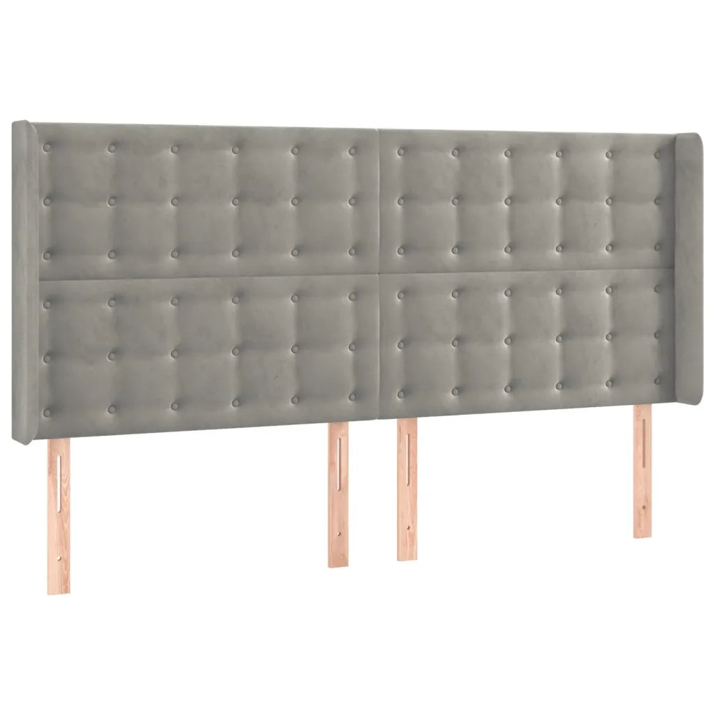 Testiera ad Orecchio Grigio Chiaro 163x16x118/128 cm in Velluto