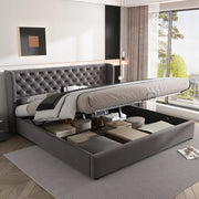 Letto imbottito 180x200 - Xylo - Grigio velluto telaio idraulico